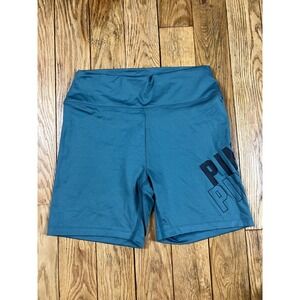 PINK ACTIVE‎ Womens Teal Bike Shorts Leggings Size Medium Logo Athletic